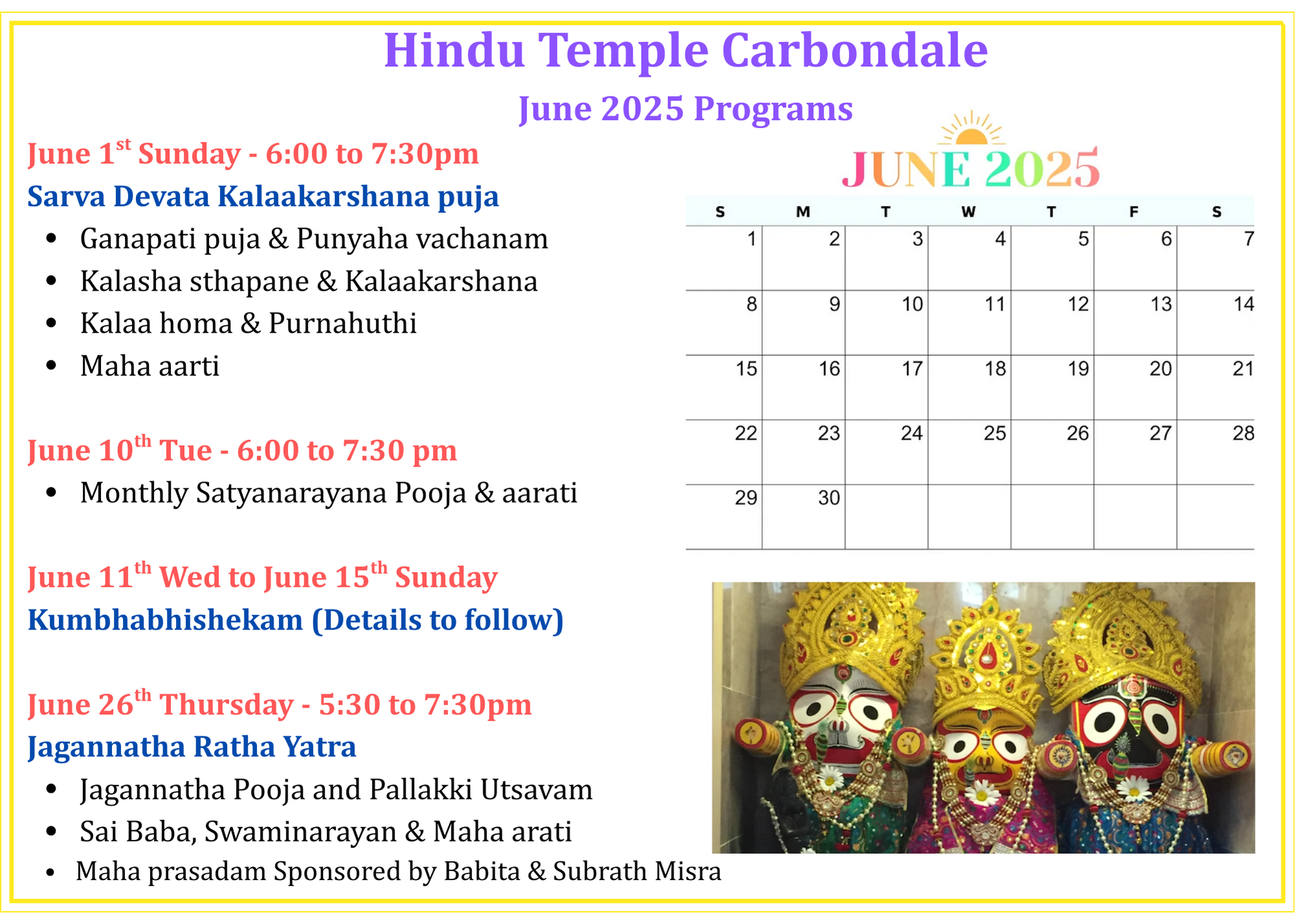 June 2025 Temple Events