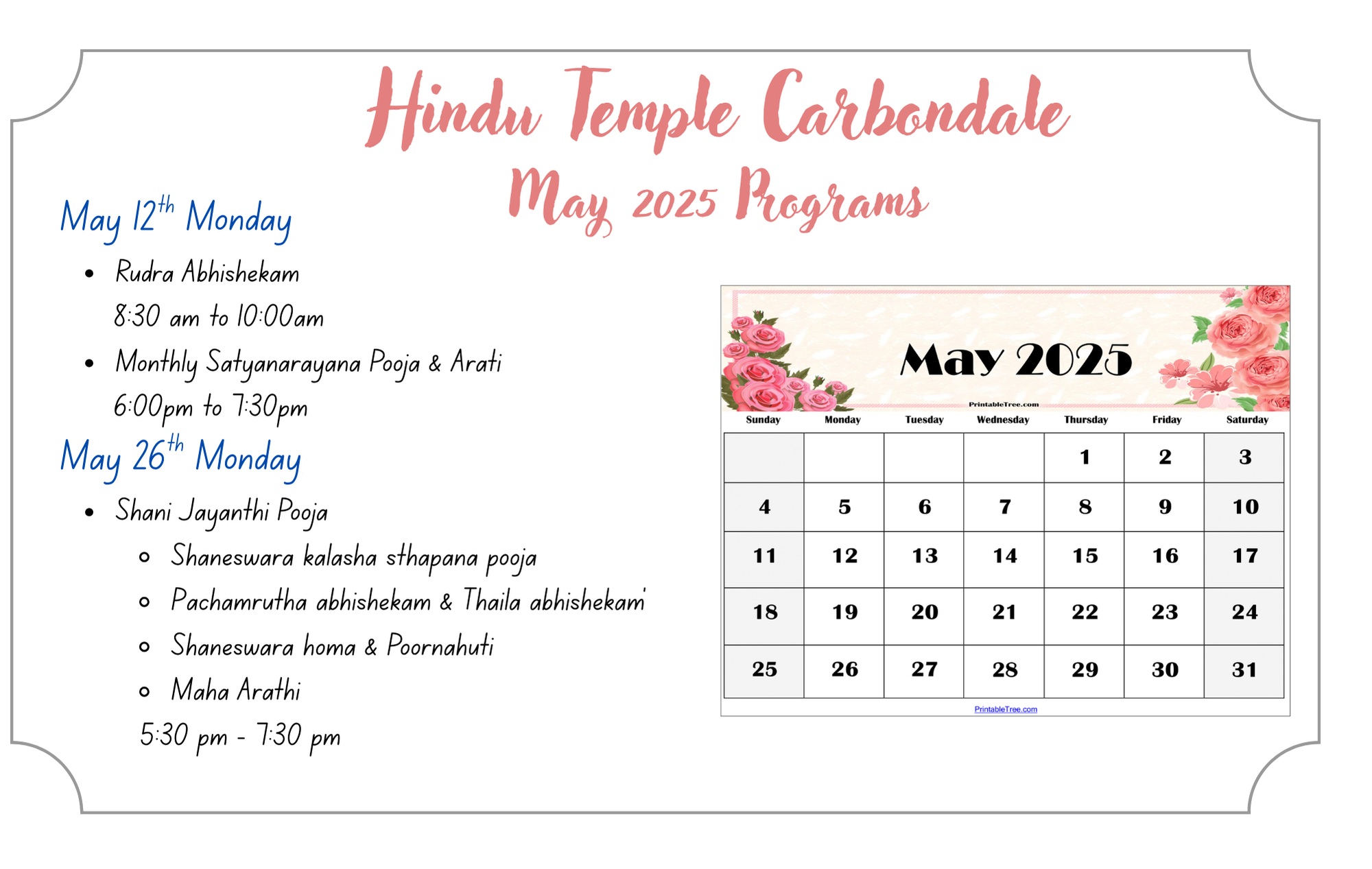 June 2025 Temple Events